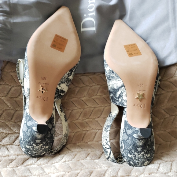 Dior Black White Pumps Slingback 2.5 Hill 39.5/9.5 - Picture 2 of 8